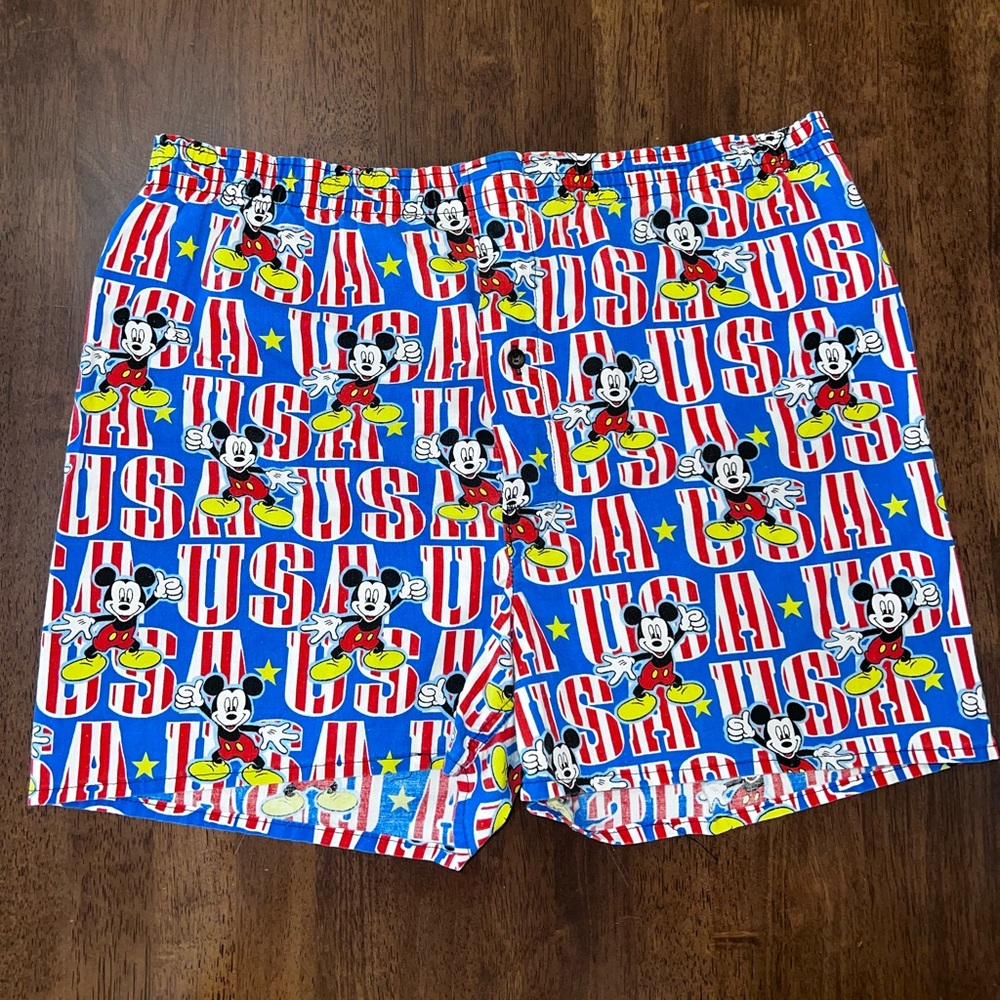 Vtg Mickey Unlimited USA Boxer Shorts M Mickey Mouse AOP Boxers Cartoon Pants